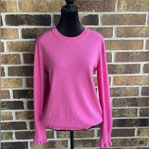 BANANA REPUBLIC SWEATER MERINO WOOL CASHMERE BLEND PINK RUFFLE CUFF FILPUCCI